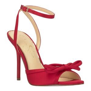 Jessica Simpson Women's Nolira Two Piece Bow Stiletto Heel Sandals Red Size 10